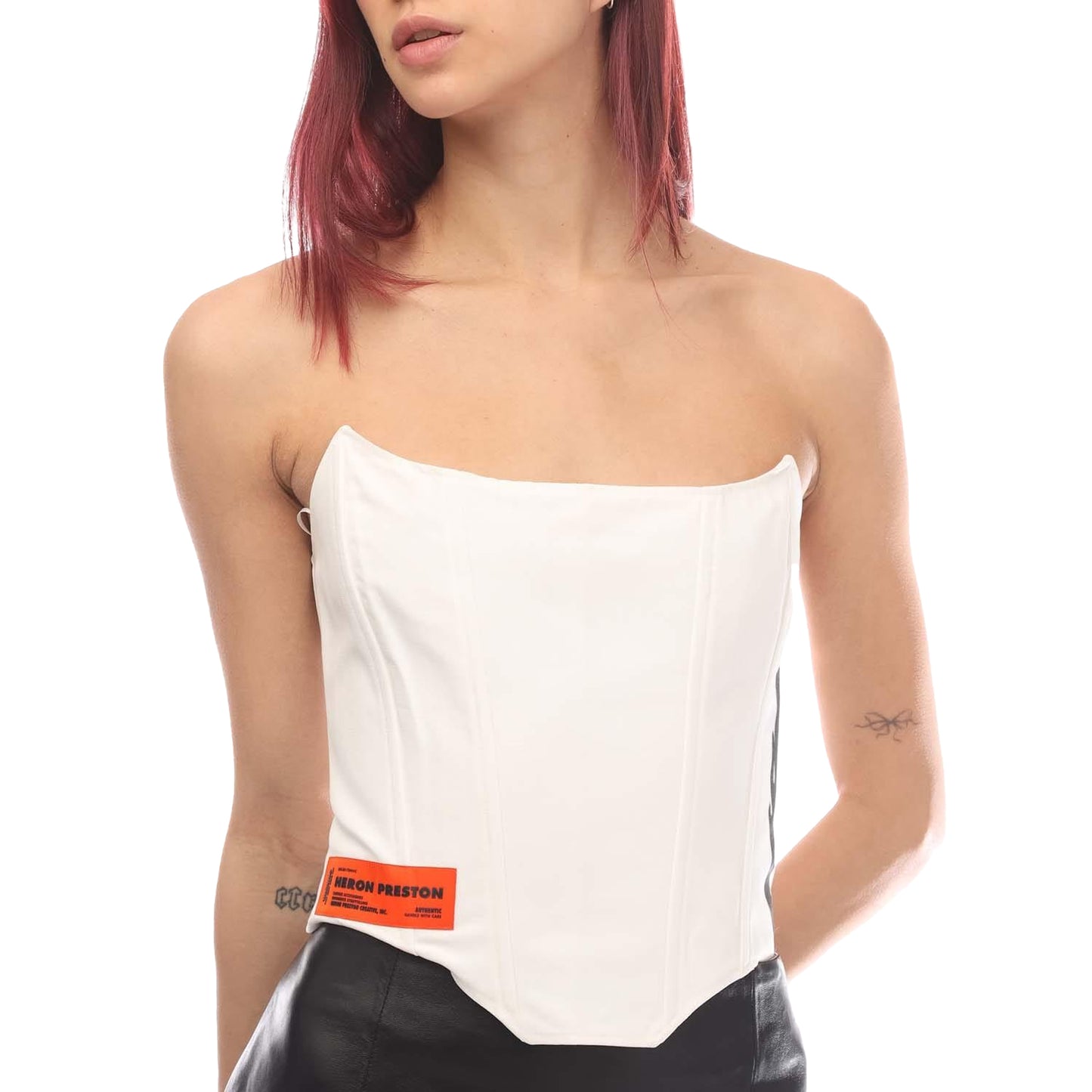 White-Black - Front - Heron Preston Womens-Ladies Flaming Skull Corset Top