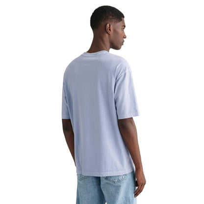 Blue - Back - Gant Mens Embroidered Logo Regular Short-Sleeved T-Shirt