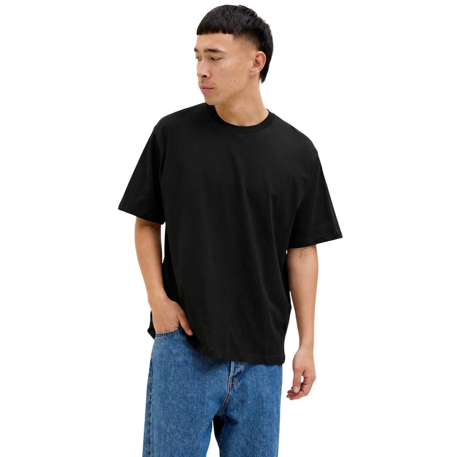 White-Grey-Black - Side - Jack And Jones Mens Loose Fit T-Shirt (Pack of 5)
