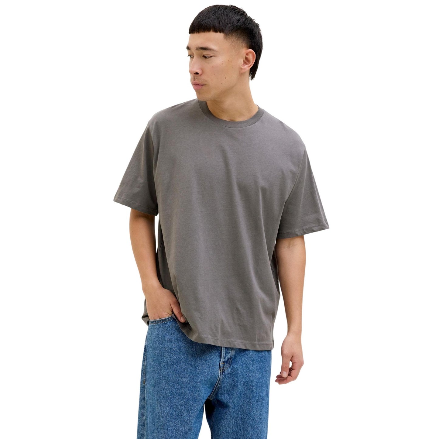 White-Grey-Black - Lifestyle - Jack And Jones Mens Loose Fit T-Shirt (Pack of 5)