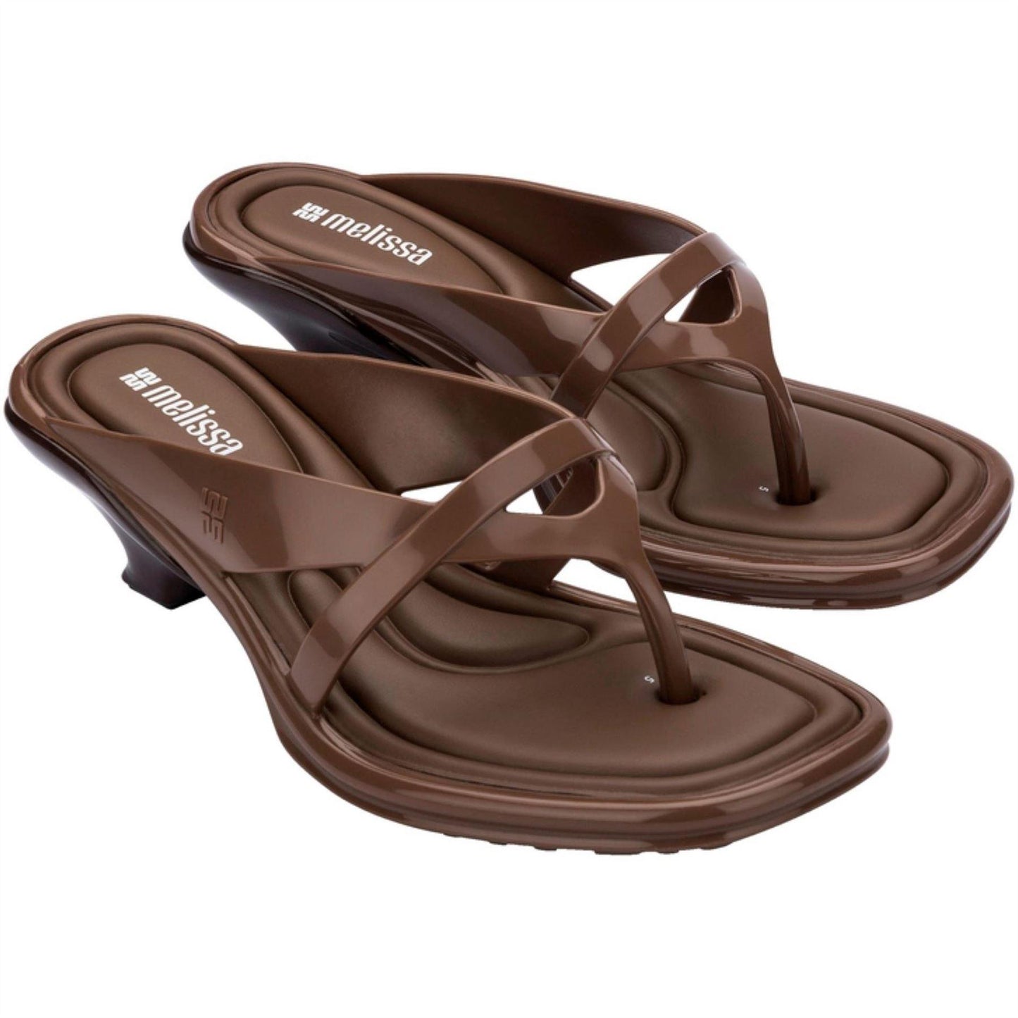 Brown - Front - Melissa Womens-Ladies Layla Toe Post Flare Heel Sandals
