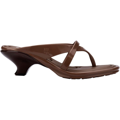 Brown - Back - Melissa Womens-Ladies Layla Toe Post Flare Heel Sandals