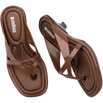 Brown - Pack Shot - Melissa Womens-Ladies Layla Toe Post Flare Heel Sandals