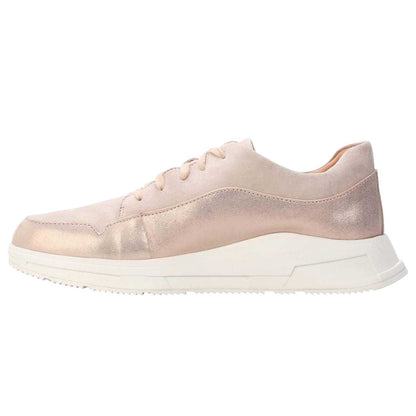 Beige - Side - Fit Flop Womens-Ladies Freya Suede Trainers