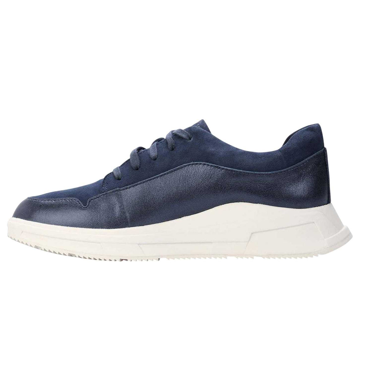 Navy - Side - Fit Flop Womens-Ladies Freya Suede Trainers