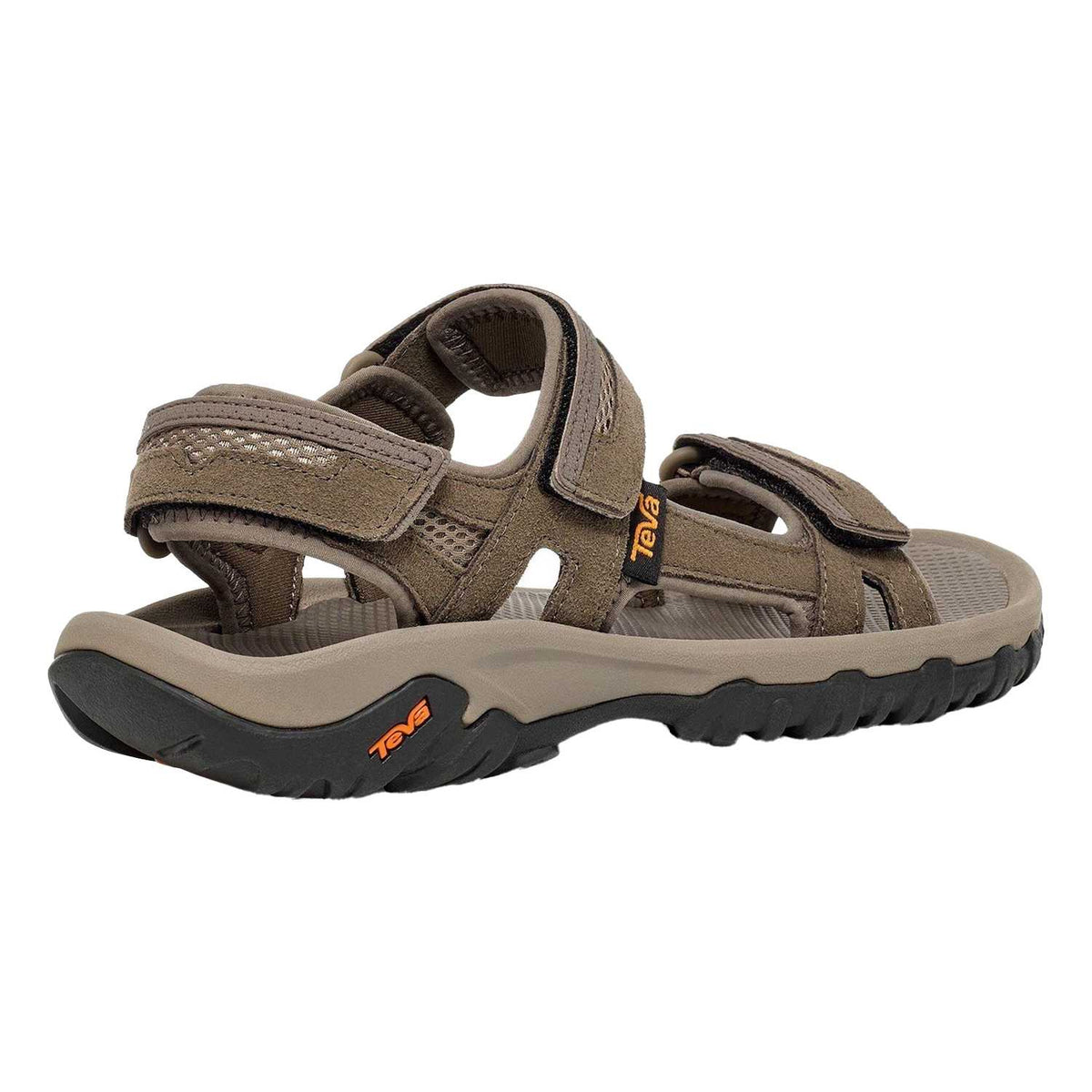 Brown - Back - Teva Mens Walking Flat Sandals
