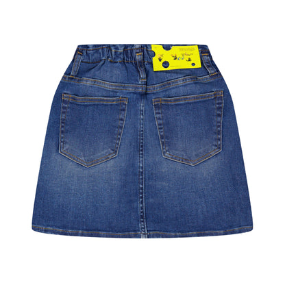 Light Blue - Back - Off White Girls Band Logo Mini Skirt