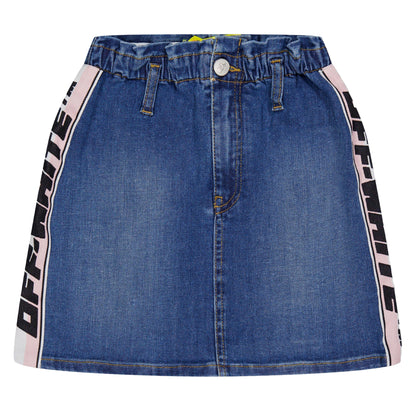 Light Blue - Front - Off White Girls Band Logo Mini Skirt