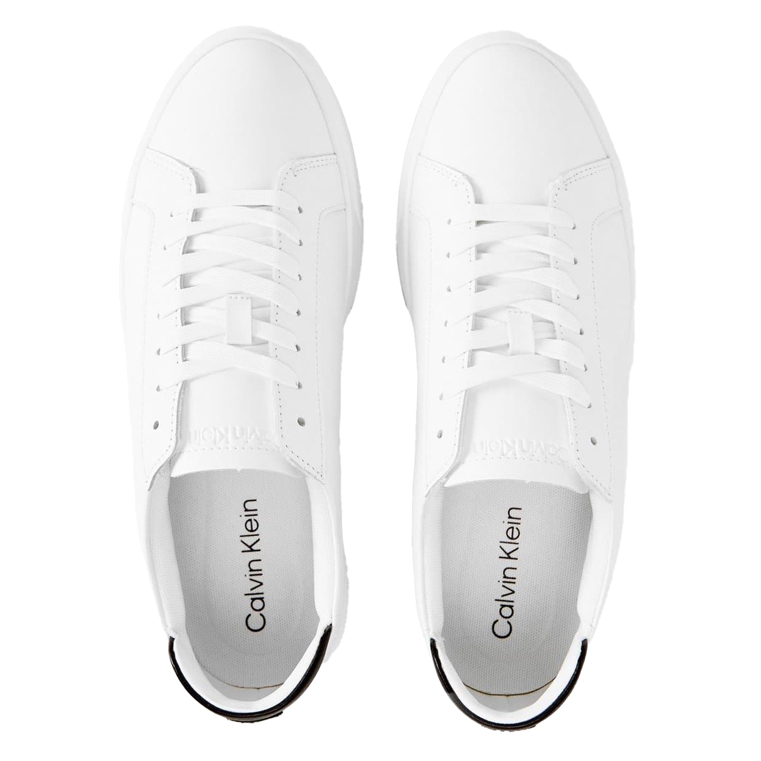 White-Black - Side - Calvin Klein Mens Basket Logo Cupsole Court Trainers