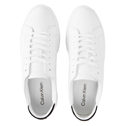 White-Black - Side - Calvin Klein Mens Basket Logo Cupsole Court Trainers