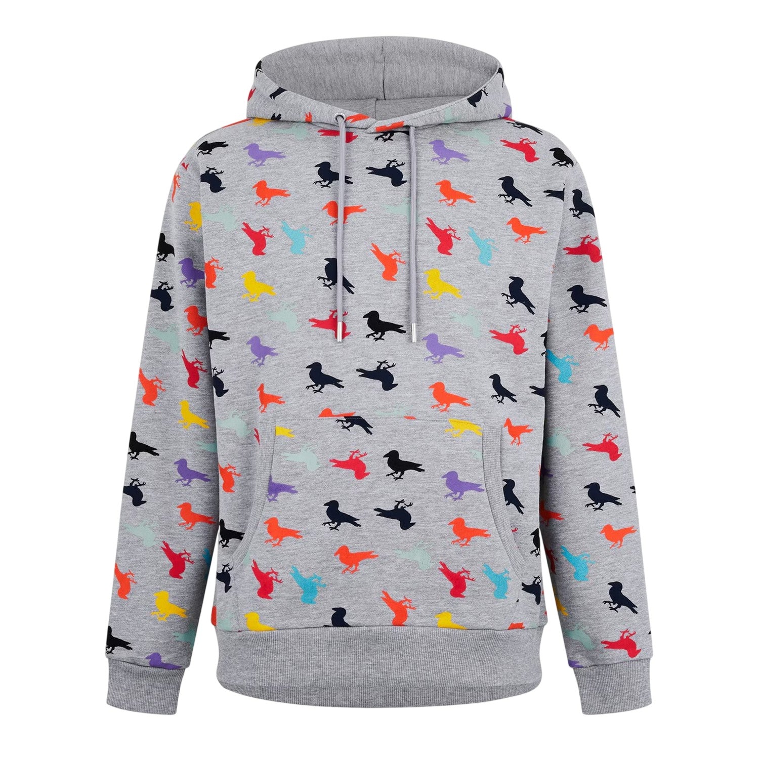 Mid Grey Marl - Front - Modern Amusement Mens Oakwood Drawstring Hoodie
