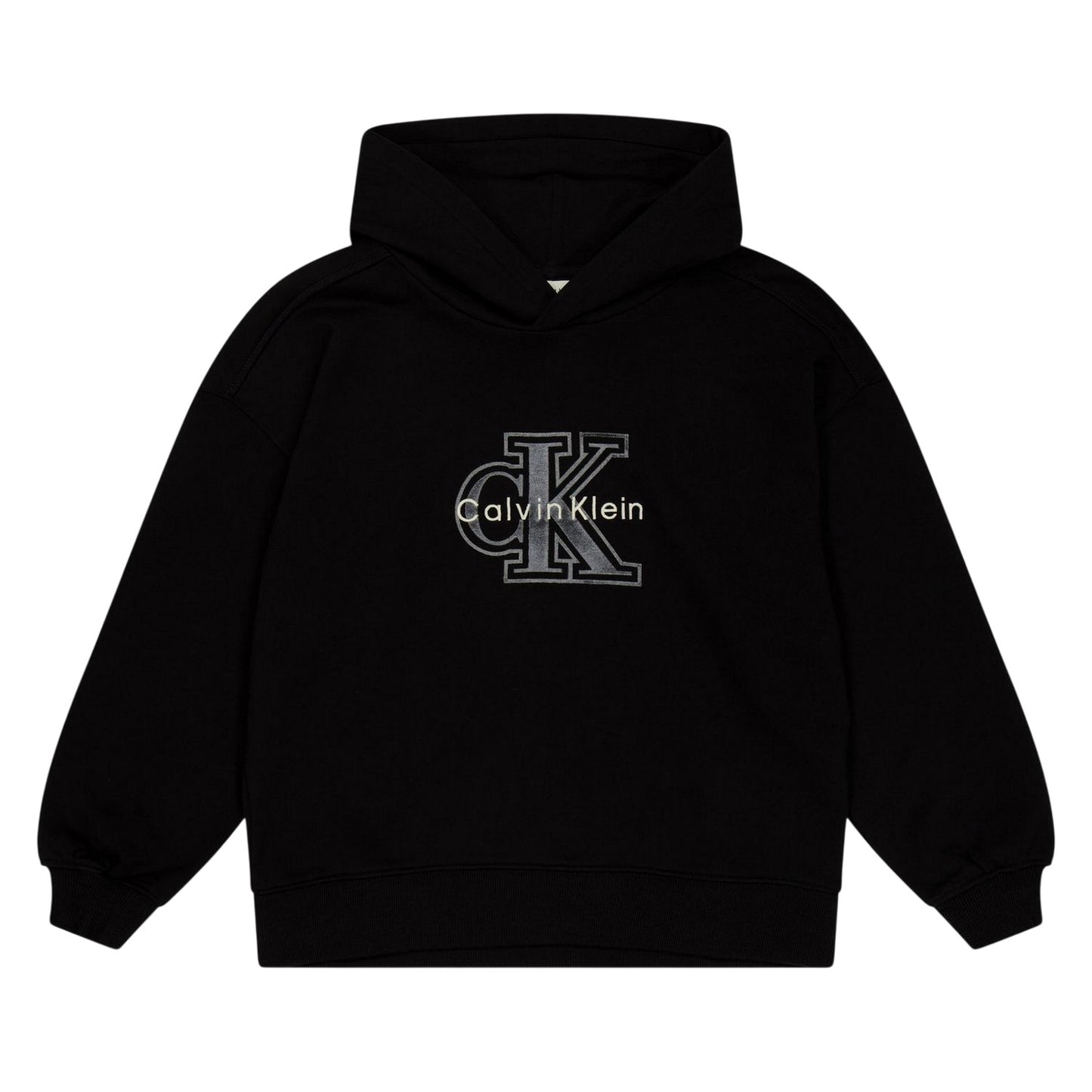 Black - Front - Calvin Klein Childrens-Kids Embroidered Logo Hoodie