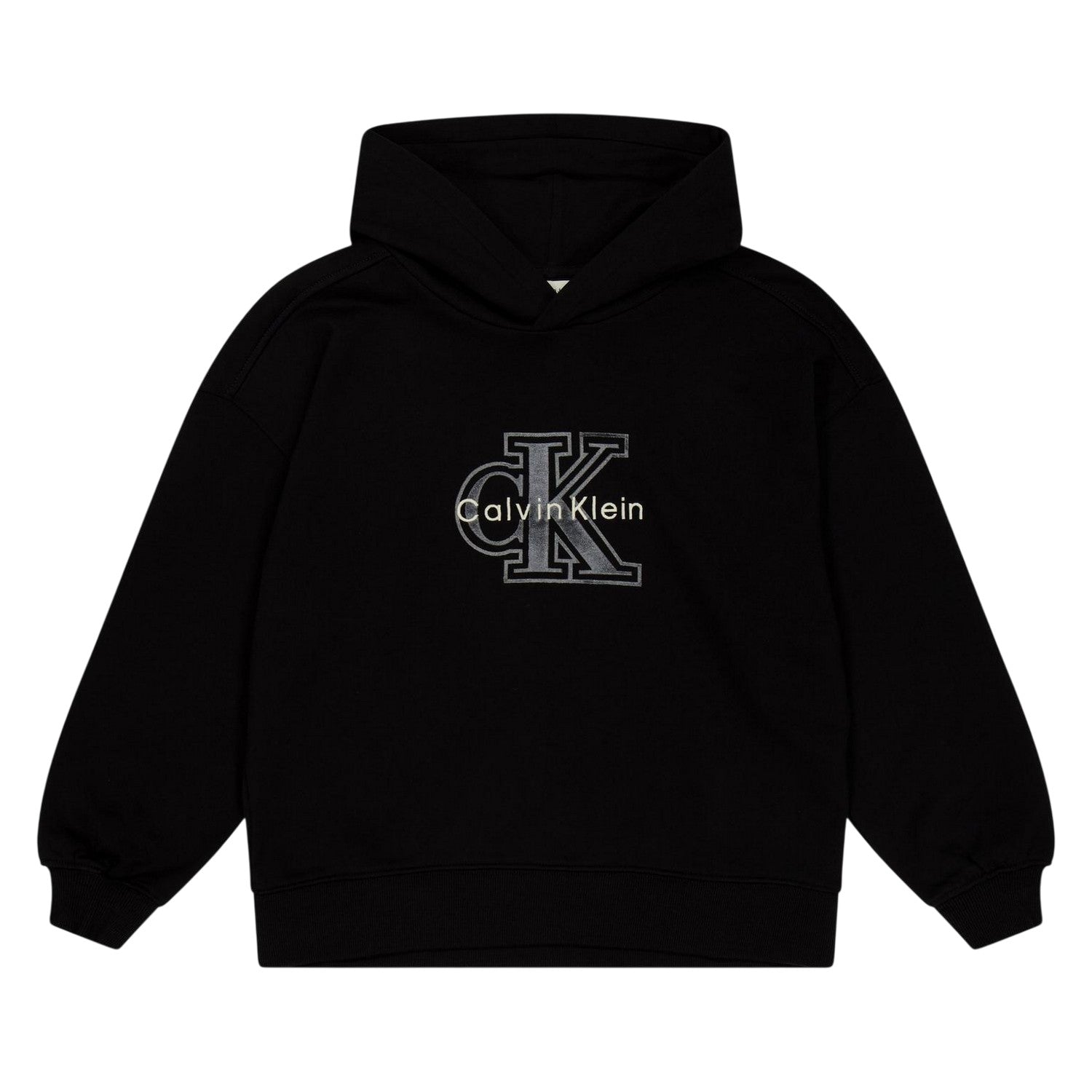 Black - Front - Calvin Klein Childrens-Kids Embroidered Logo Hoodie