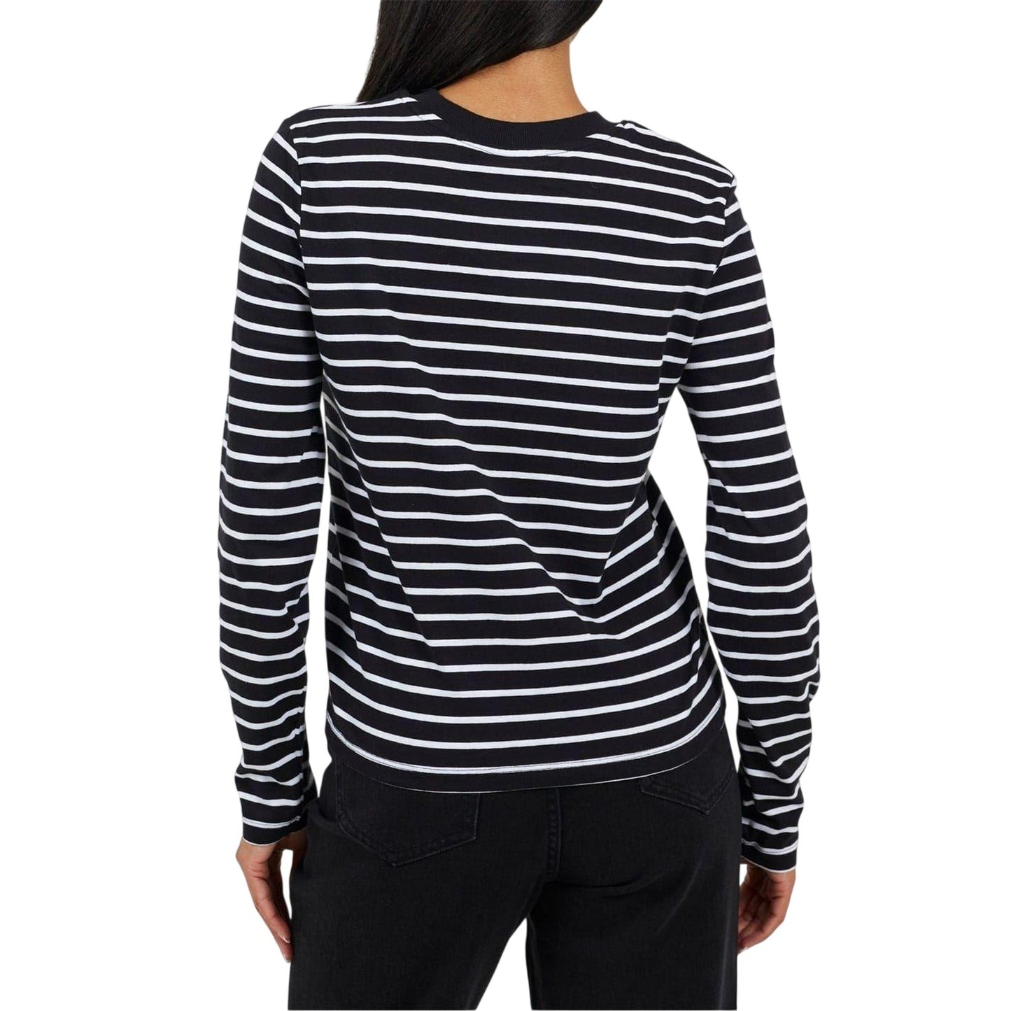 Navy-Cream - Back - Brave Soul Womens-Ladies Striped Long-Sleeved T-Shirt