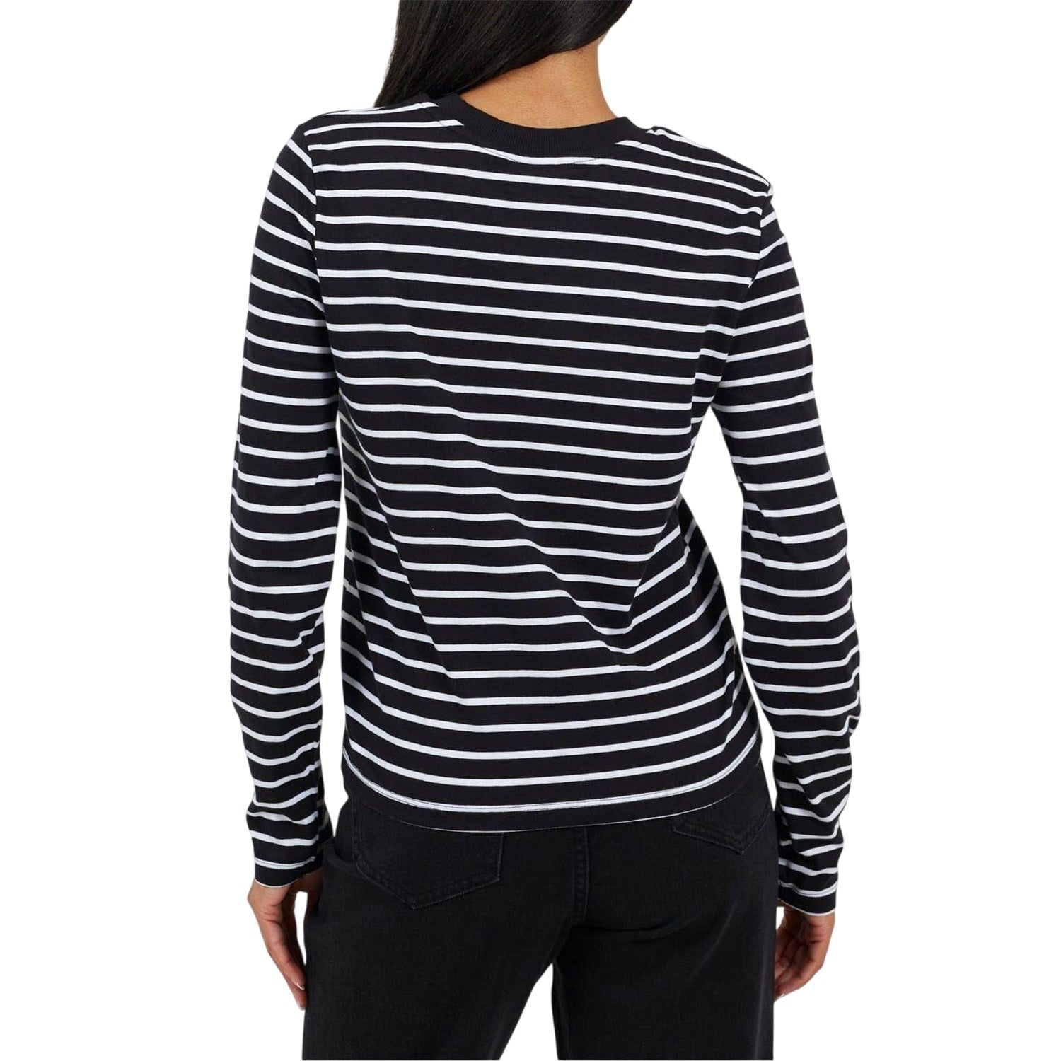 Navy-Cream - Back - Brave Soul Womens-Ladies Striped Long-Sleeved T-Shirt