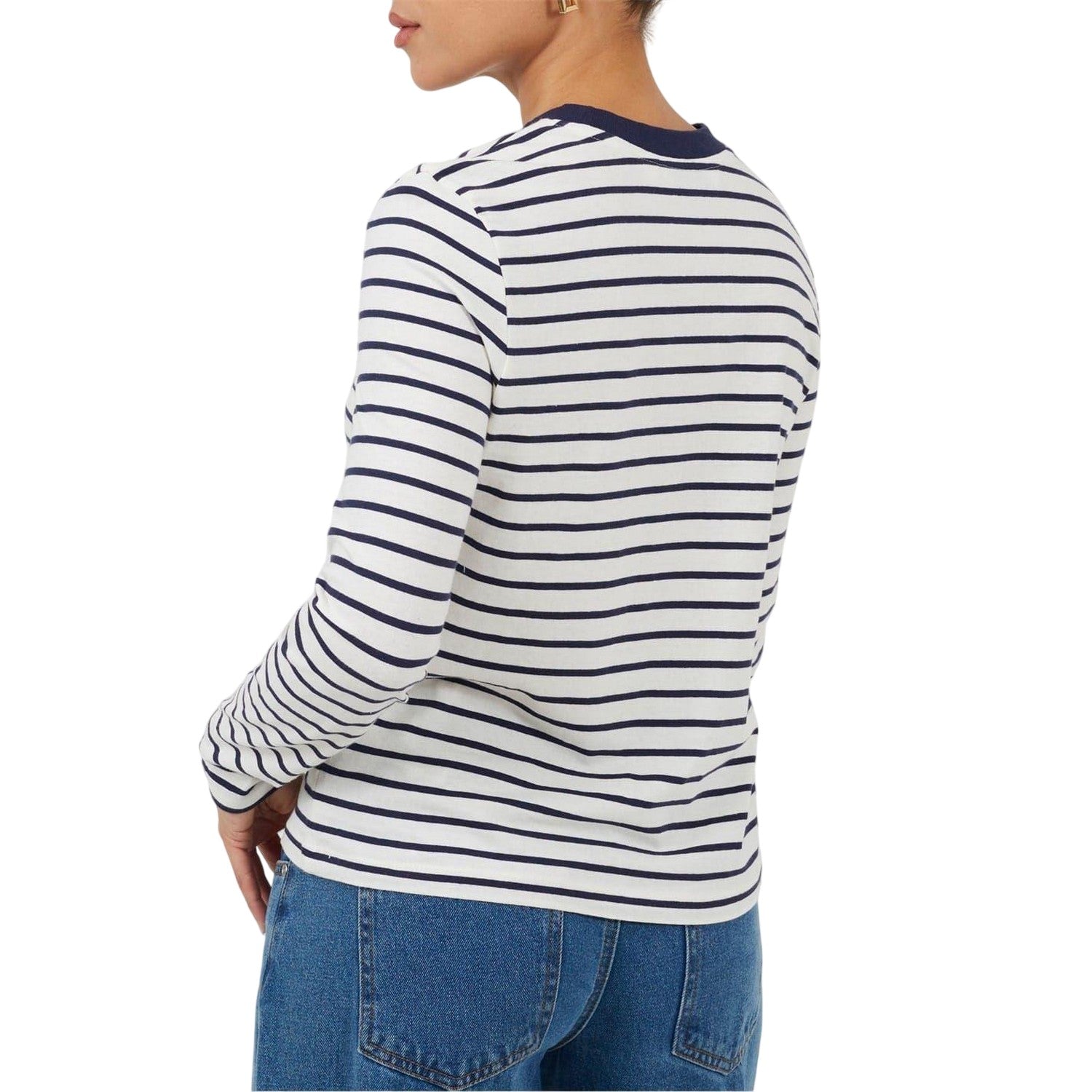White-Black - Back - Brave Soul Womens-Ladies Striped Long-Sleeved T-Shirt