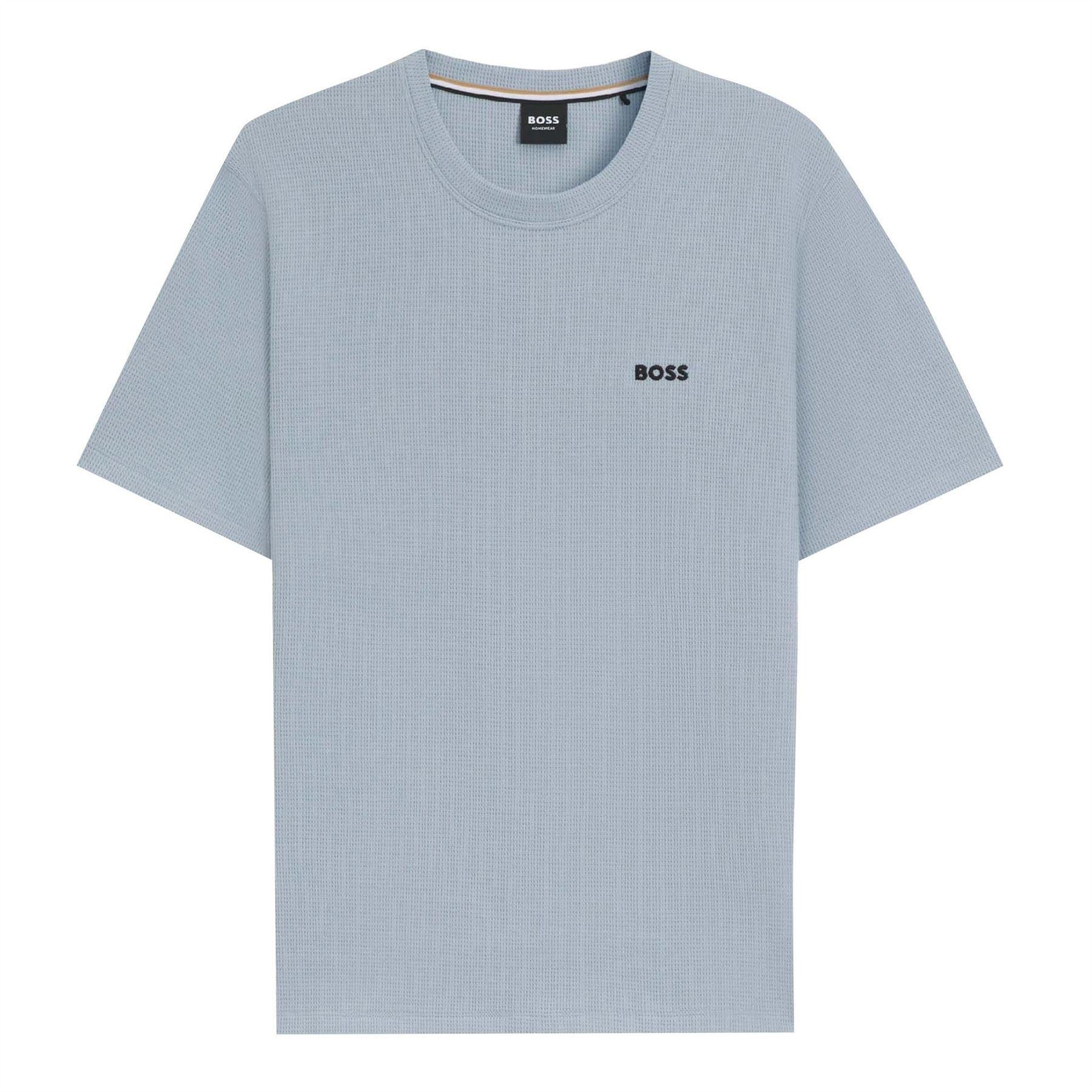 Blue - Front - Boss Mens Waffle Pyjama Top