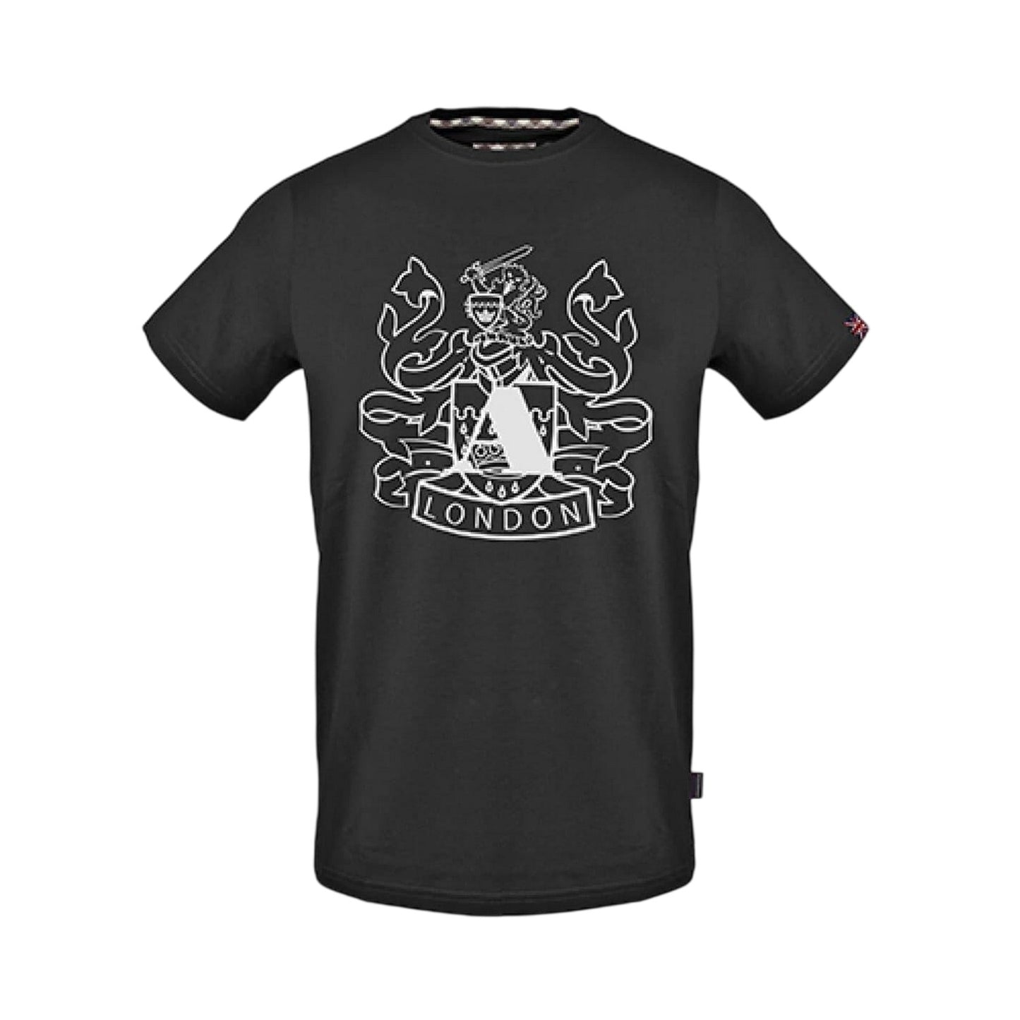 Black - Front - Aquascutum Unisex Adult Graphic Logo T-Shirt