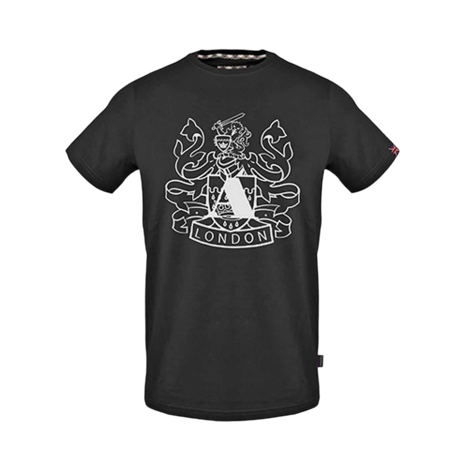 Black - Front - Aquascutum Unisex Adult Graphic Logo T-Shirt