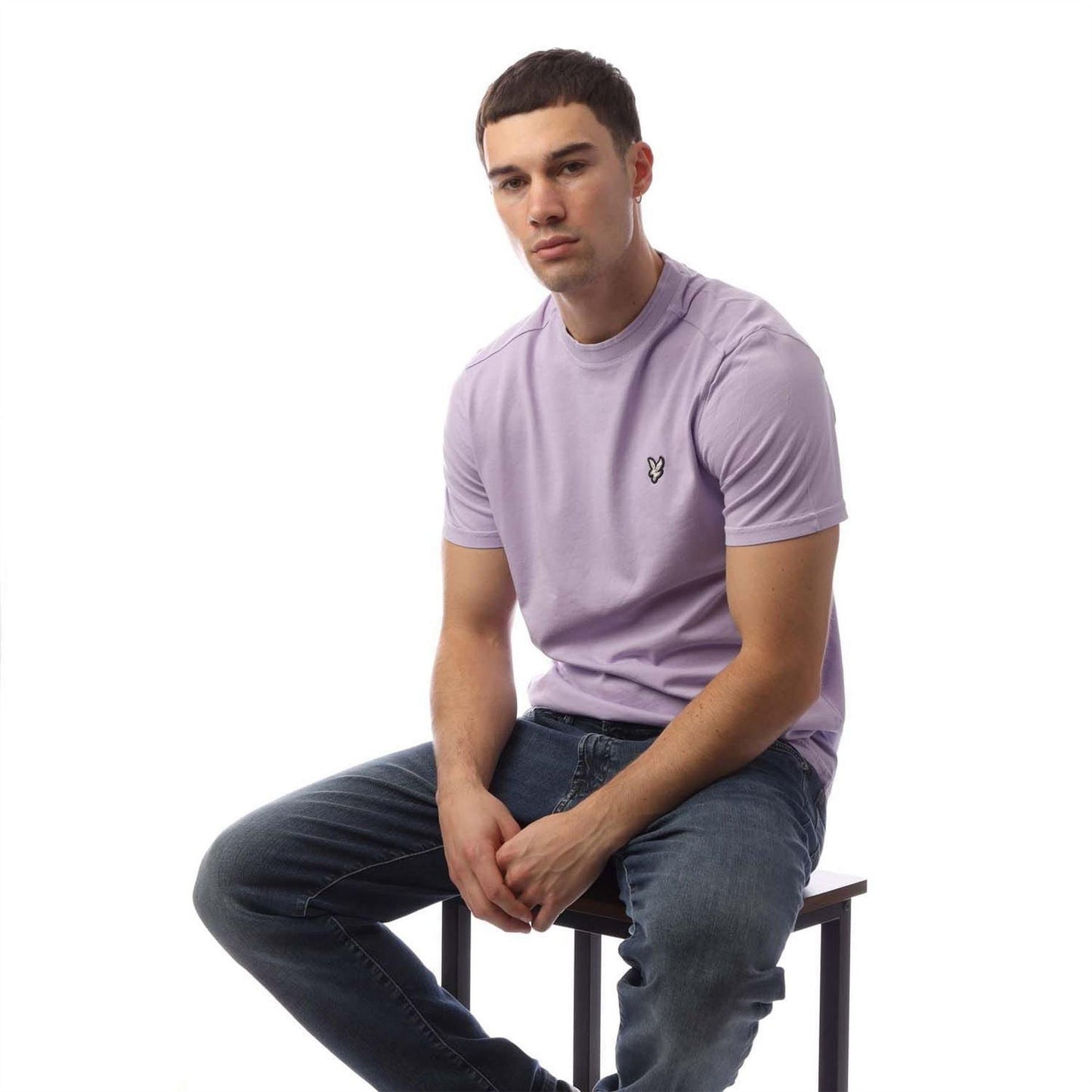 Purple - Side - Lyle & Scott Mens Dye Wash T-Shirt