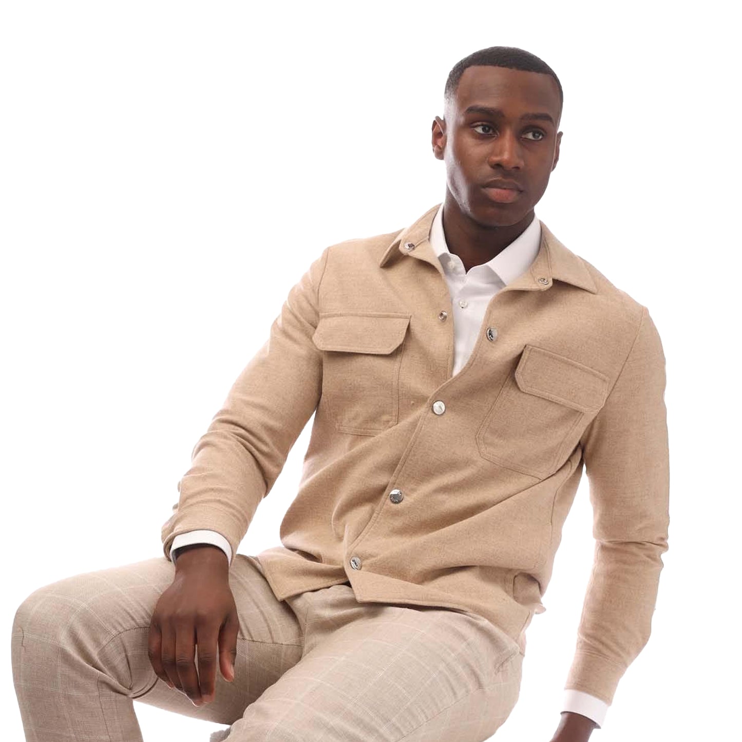 White - Side - Boss Mens P-Carper Overshirt