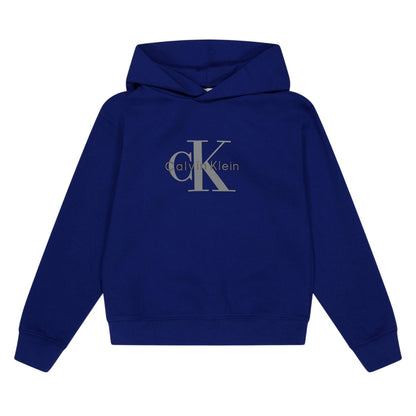 Admiral Blue - Front - Calvin Klein Childrens-Kids Logo Printed Hoodie