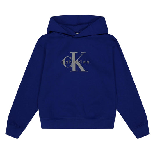 Admiral Blue - Front - Calvin Klein Childrens-Kids Logo Printed Hoodie