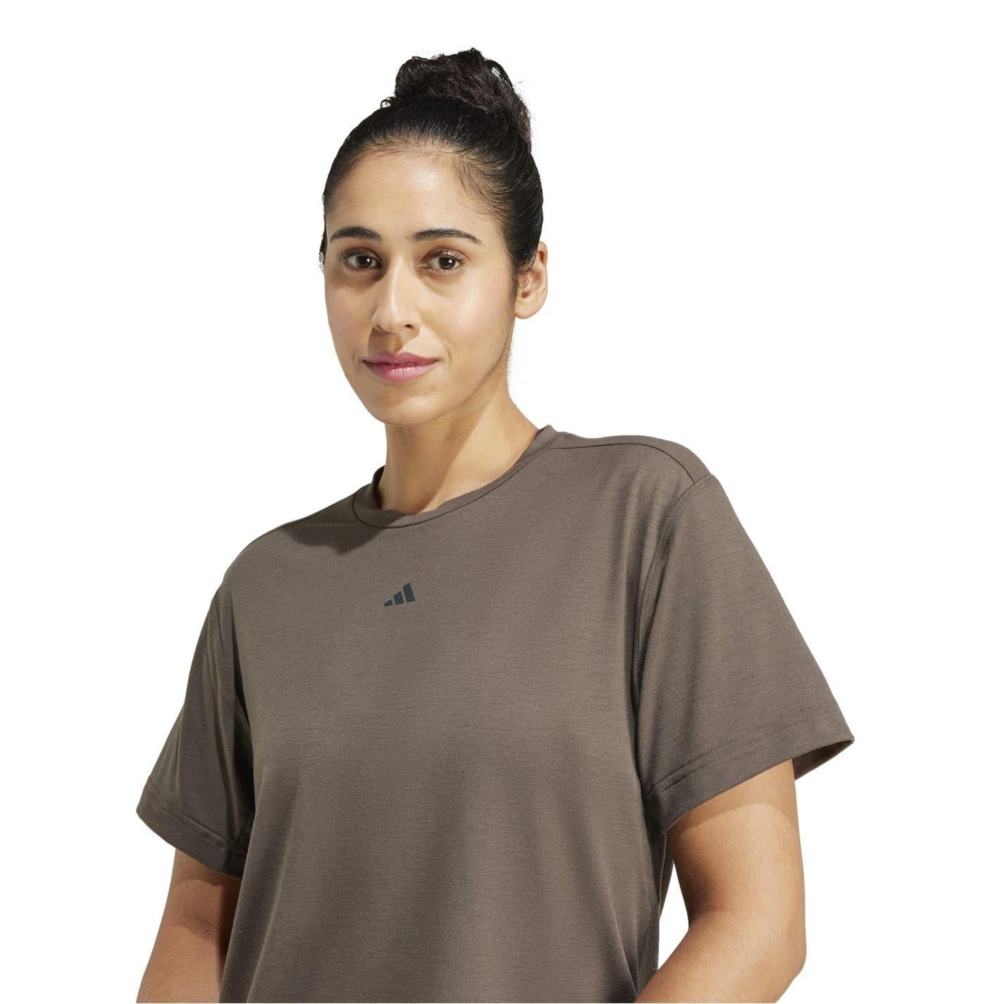 Olive - Side - Adidas Womens-Ladies PrimeLift Cut Out T-Shirt