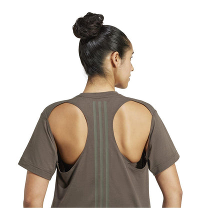 Olive - Lifestyle - Adidas Womens-Ladies PrimeLift Cut Out T-Shirt