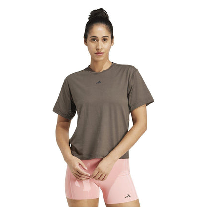 Olive - Pack Shot - Adidas Womens-Ladies PrimeLift Cut Out T-Shirt