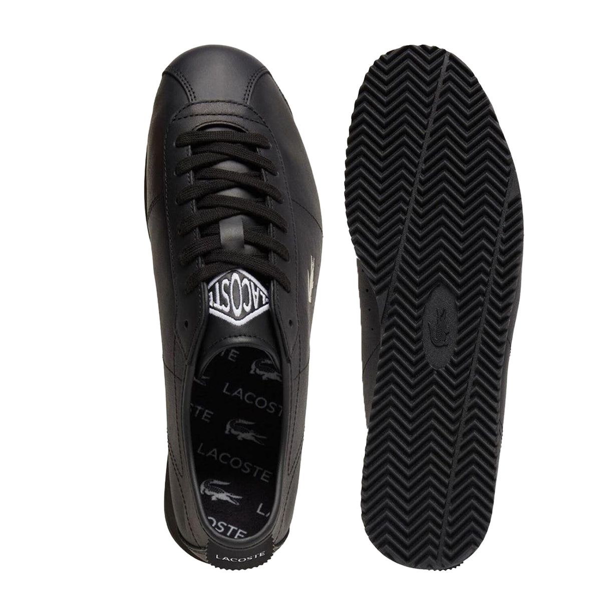 Black - Lifestyle - Lacoste Mens Club Low Leather Low Flat Trainers