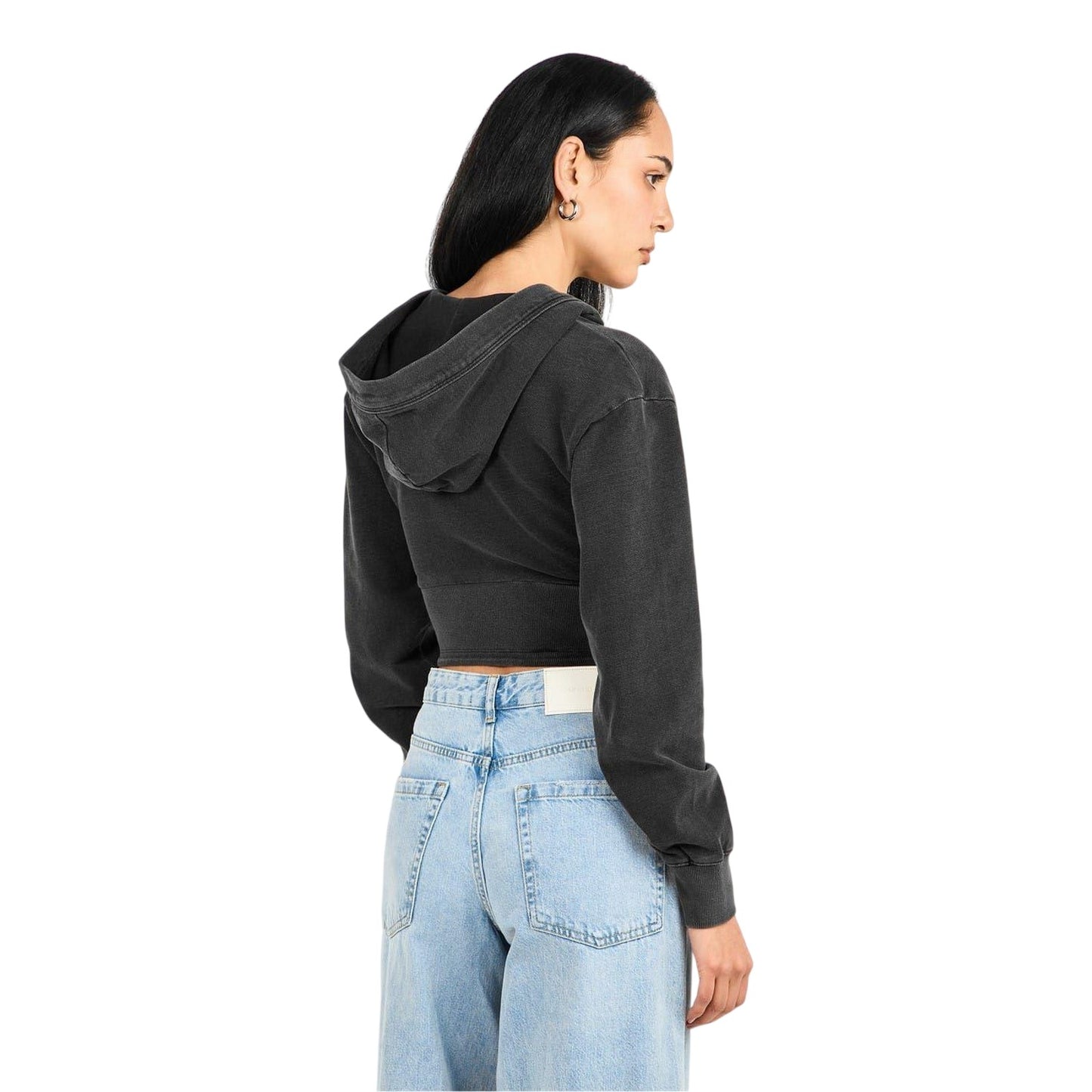 Black - Lifestyle - Good American Womens-Ladies Jeanius Crop Hoodie
