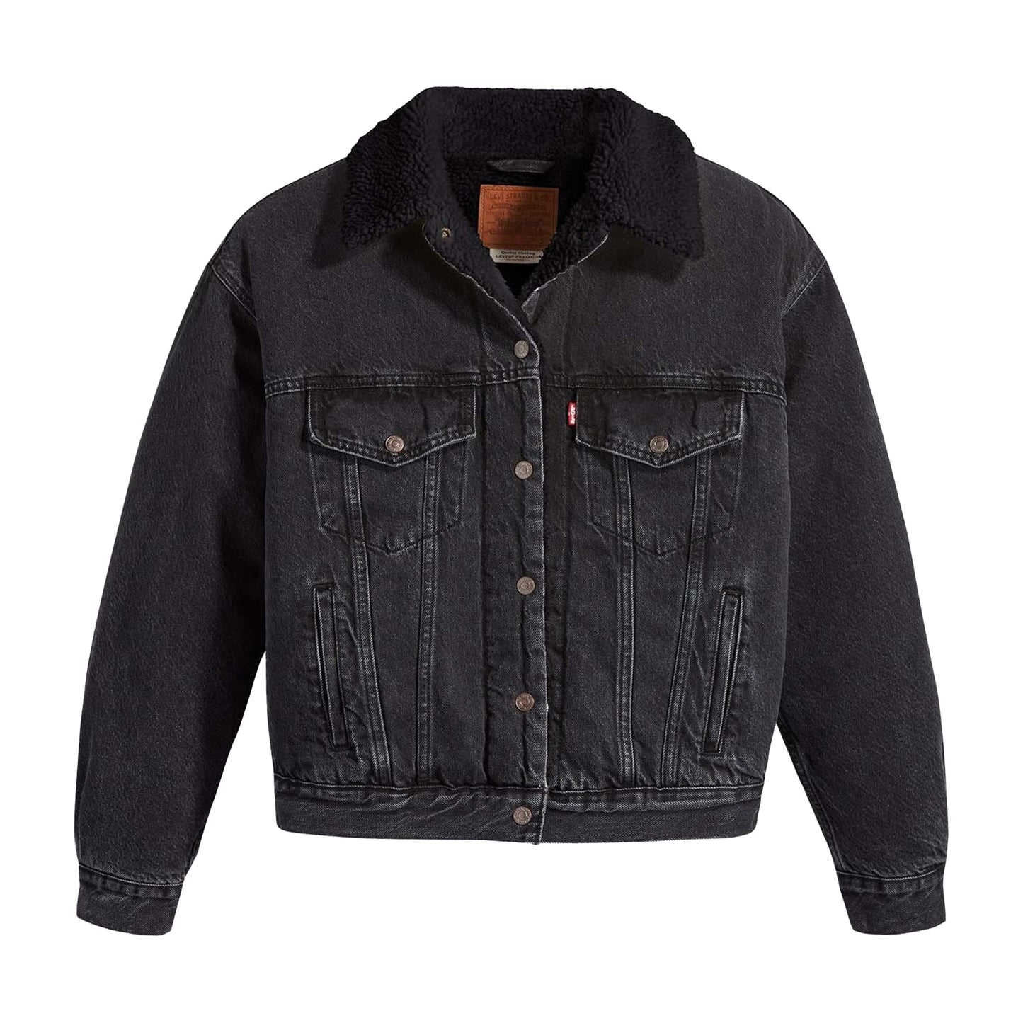 Black - Front - Levis Womens-Ladies 90´s Sherpa Trucker Jacket