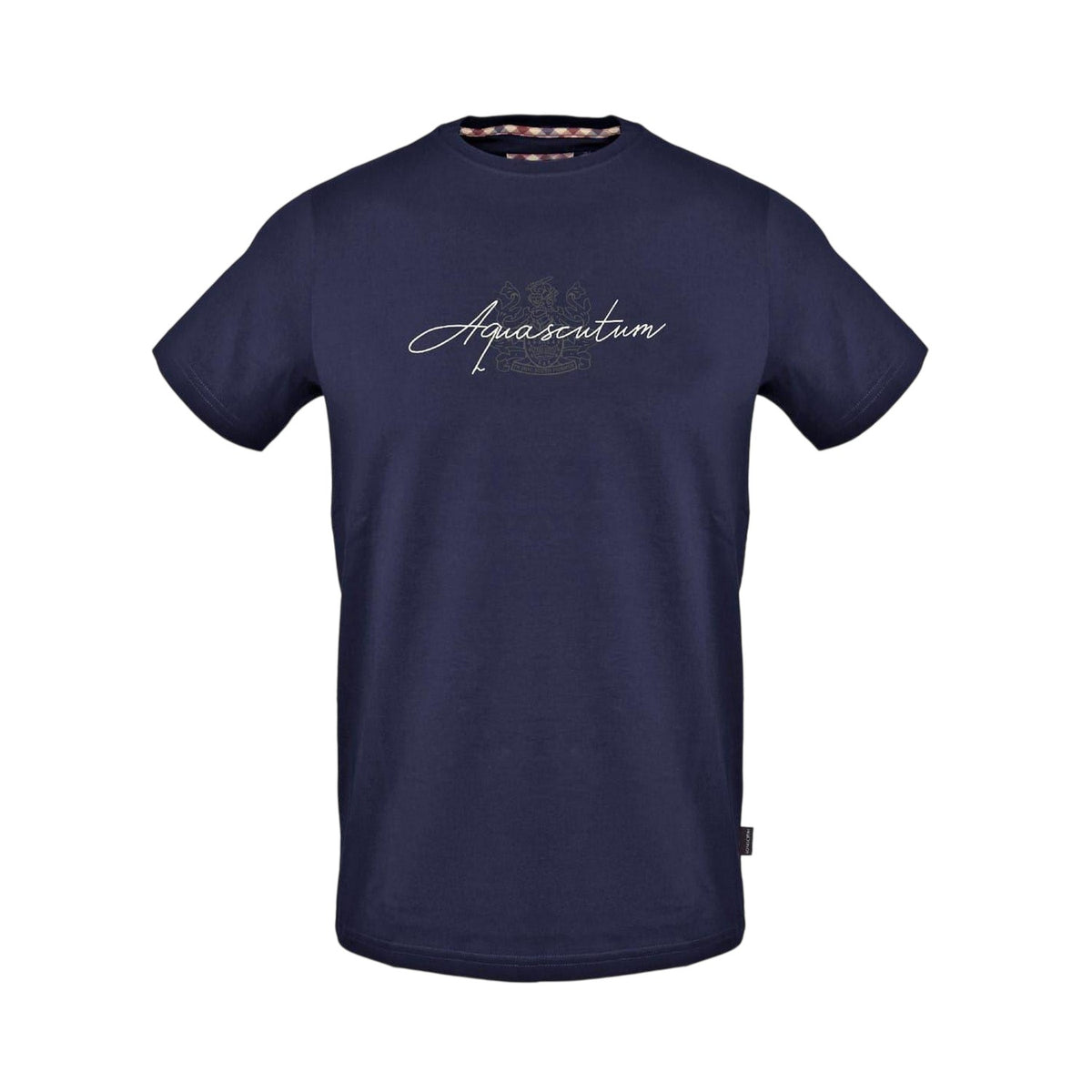 Navy - Front - Aquascutum Mens Script T-Shirt