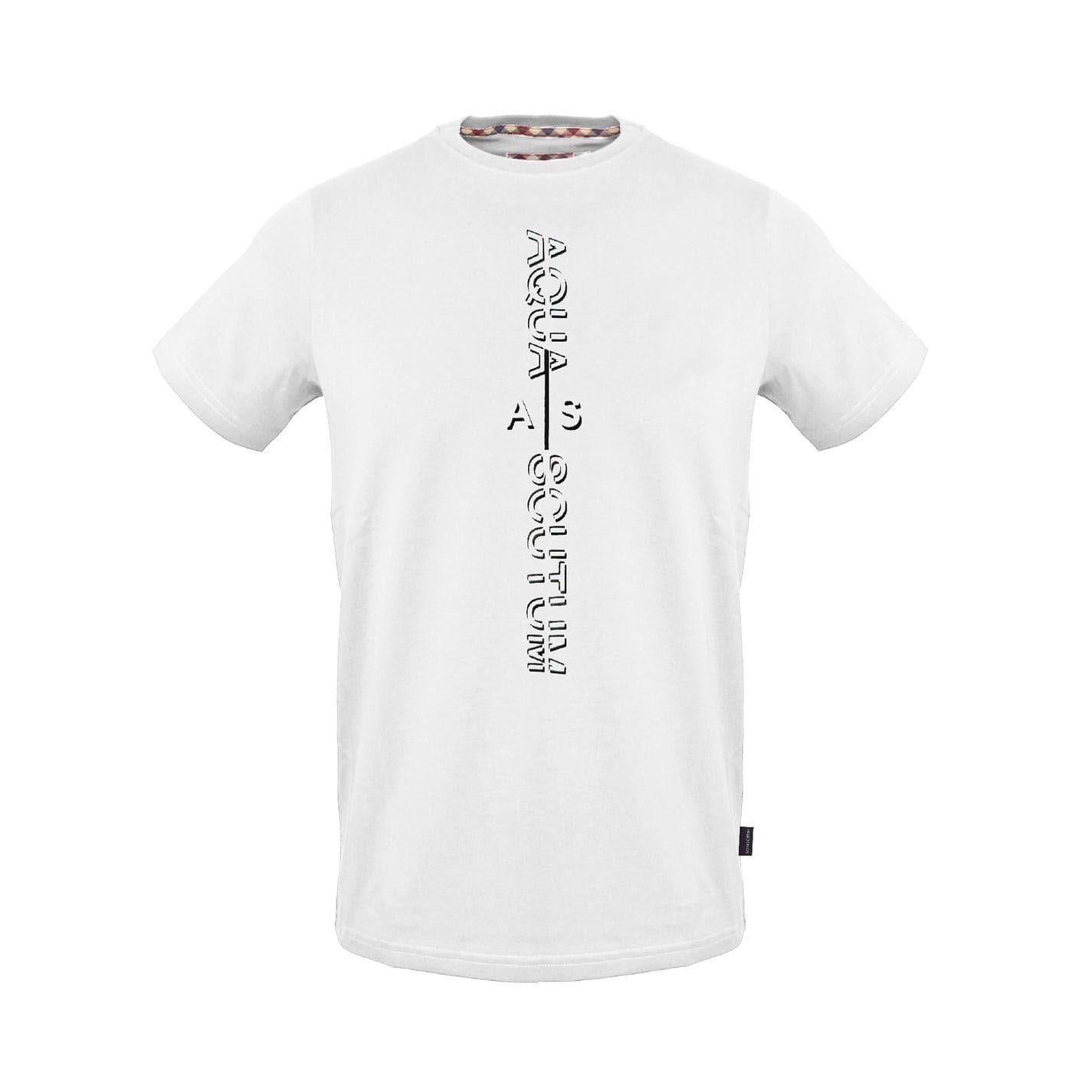 White - Front - Aquascutum Mens Vertical Logo Jersey T-Shirt