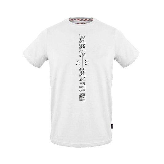 White - Front - Aquascutum Mens Vertical Logo Jersey T-Shirt