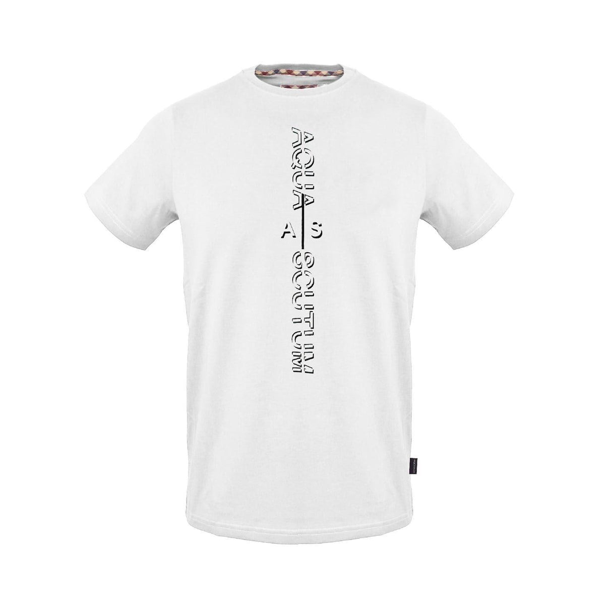 White - Front - Aquascutum Mens Vertical Logo Jersey T-Shirt