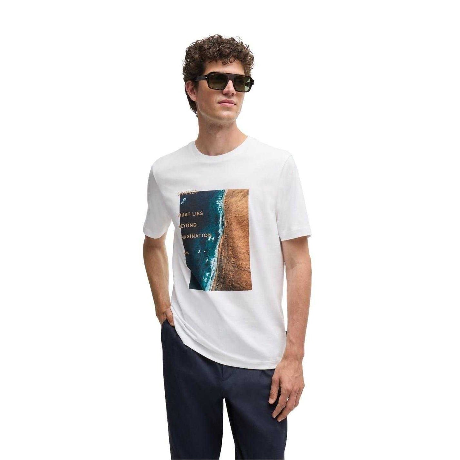 White - Lifestyle - Boss Mens What Lies Beyond Imagination T-Shirt