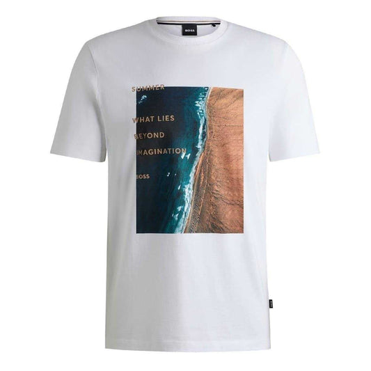 White - Front - Boss Mens What Lies Beyond Imagination T-Shirt