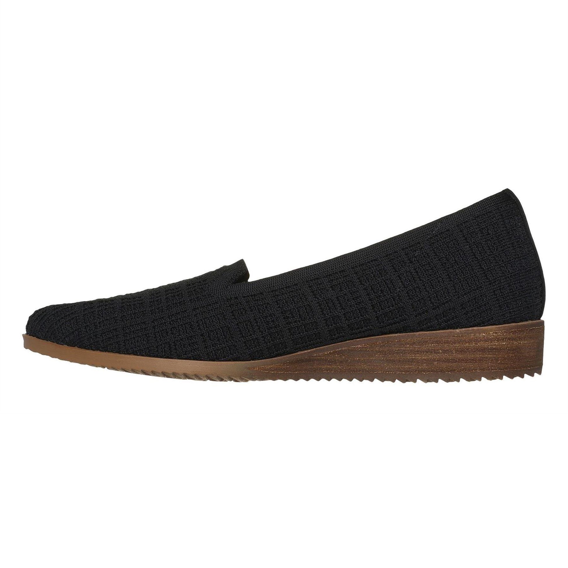 Black - Back - Skechers Womens-Ladies Cleo Wedge Trainers