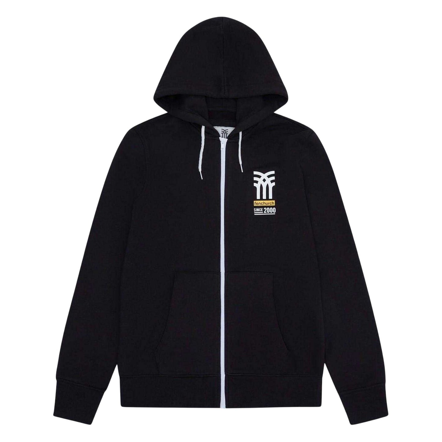 Black - Front - Fenchurch Mens Full Zip Hoodie