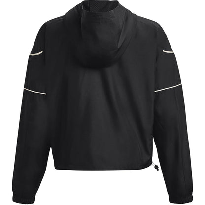 Black - Back - Under Armour Womens-Ladies Project Rock Reflective Hooded Jacket
