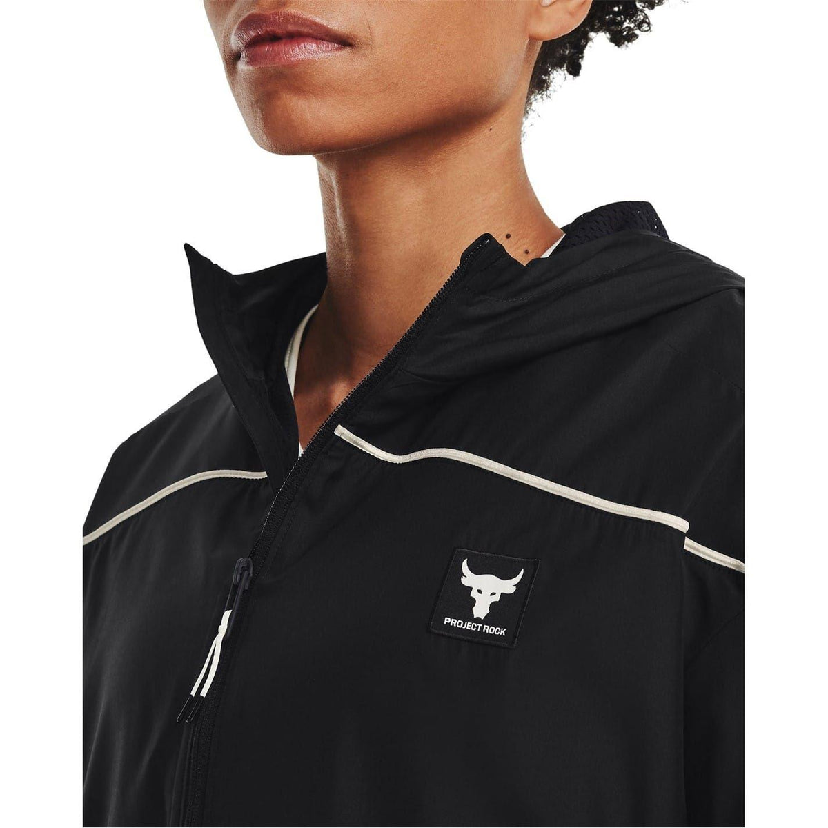 Black - Side - Under Armour Womens-Ladies Project Rock Reflective Hooded Jacket