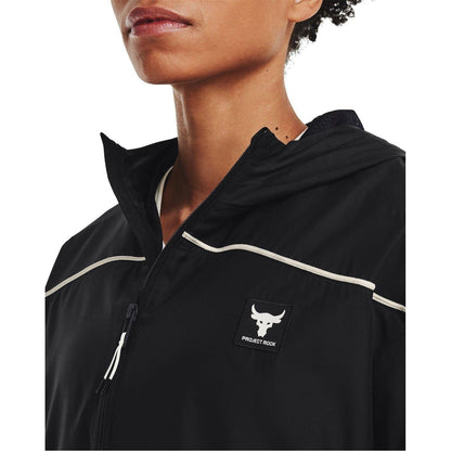 Black - Side - Under Armour Womens-Ladies Project Rock Reflective Hooded Jacket