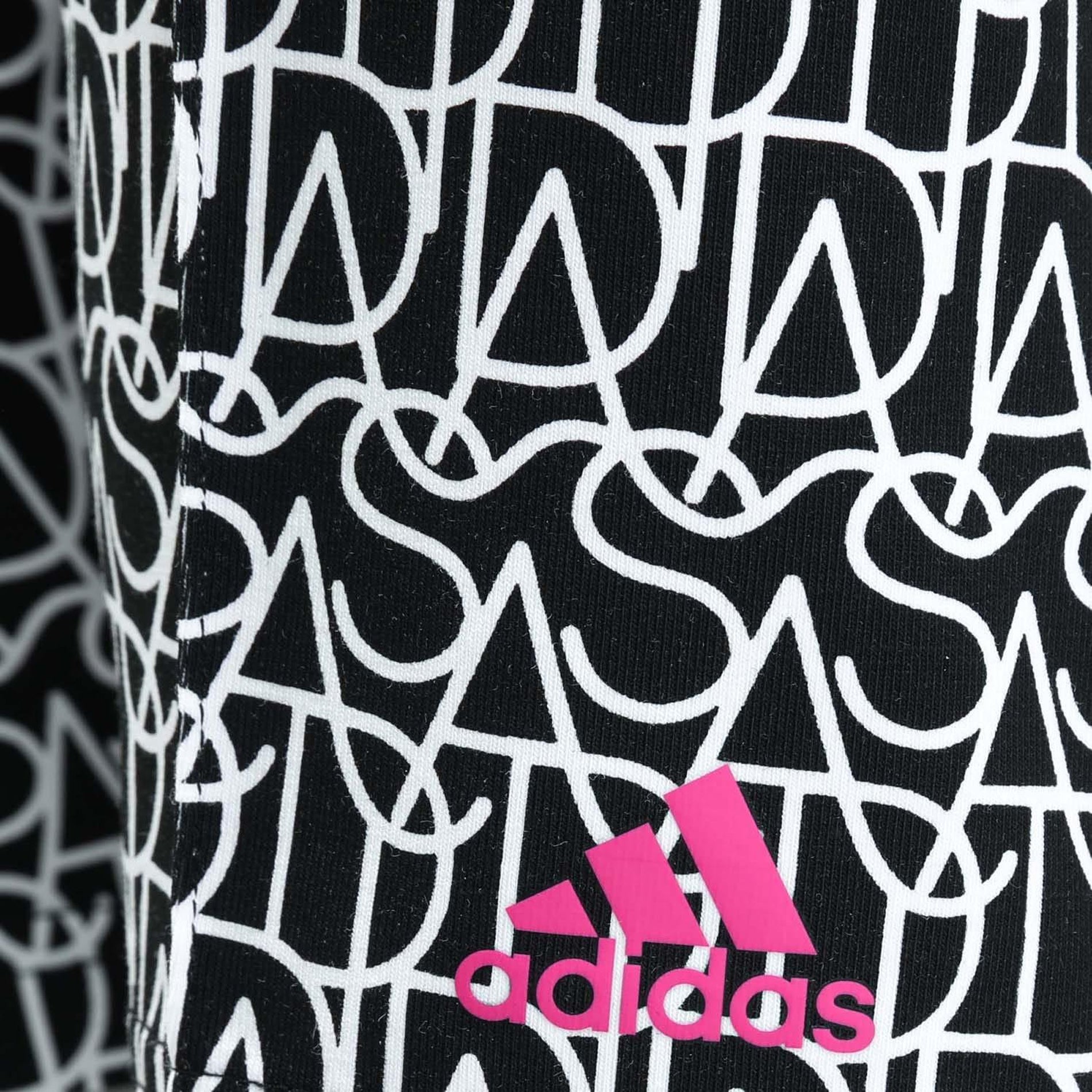 Black-Pink - Side - Adidas Boys Performance Script Shorts