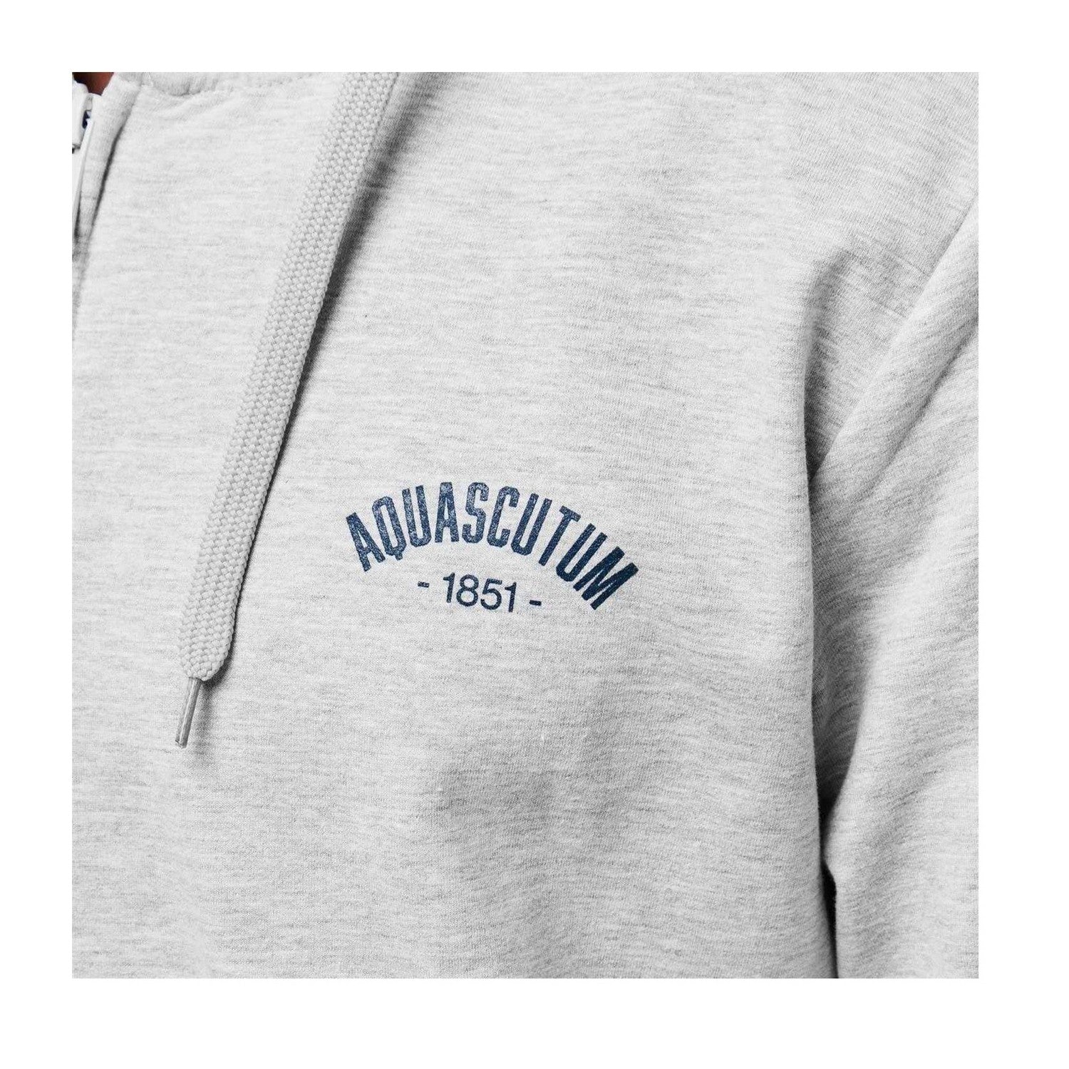 Grey Melange - Side - Aquascutum Mens Tailored Full Zip Hoodie
