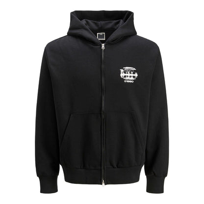 Black - Front - Jack And Jones Mens Graphic Print Regular Full Zip Hoodie