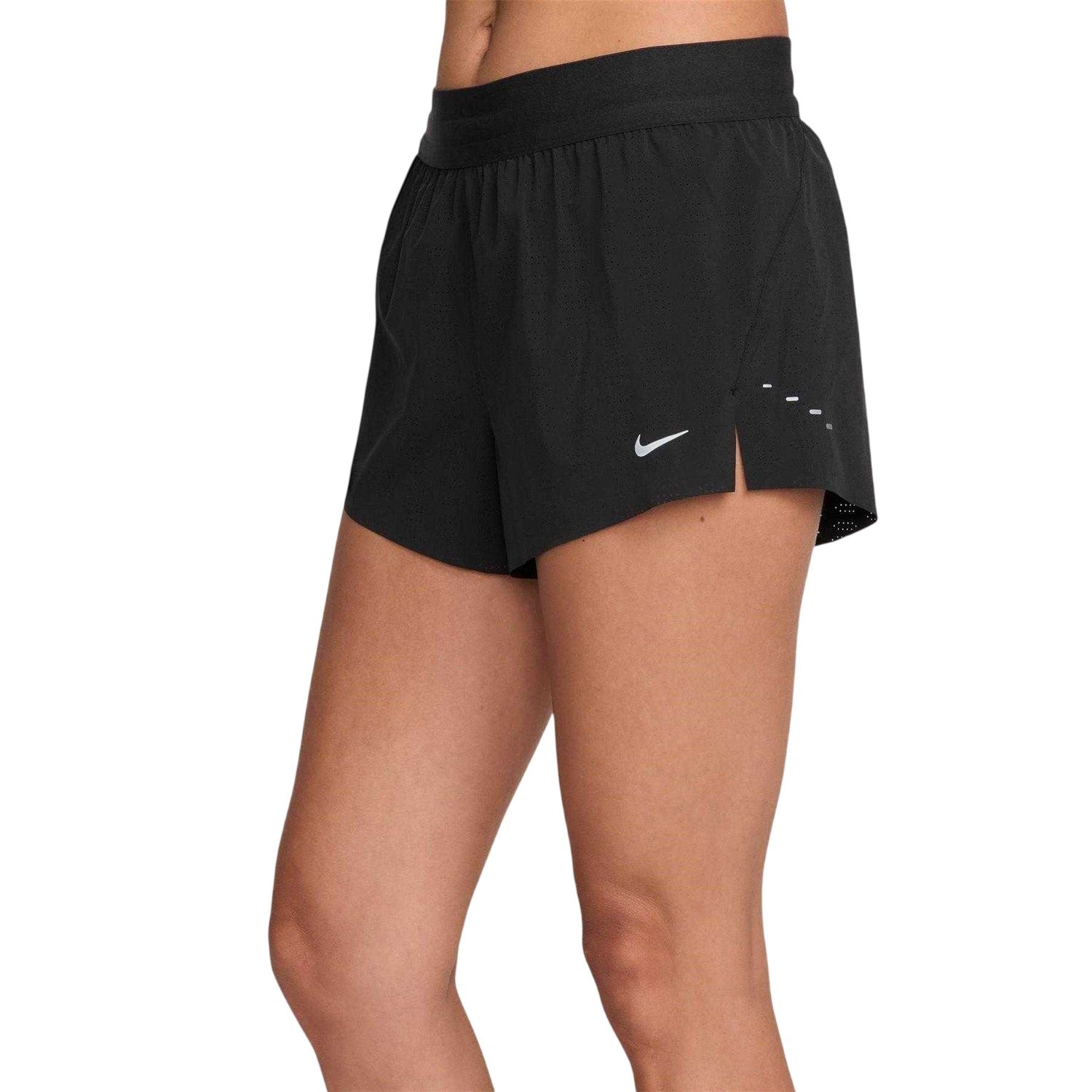 Black-White - Side - Nike Womens-Ladies Performance Running Shorts