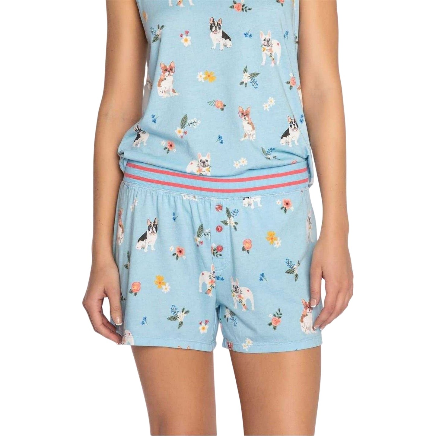 Light Blue - Side - PJ Salvage Womens-Ladies Printed Pyjama Shorts