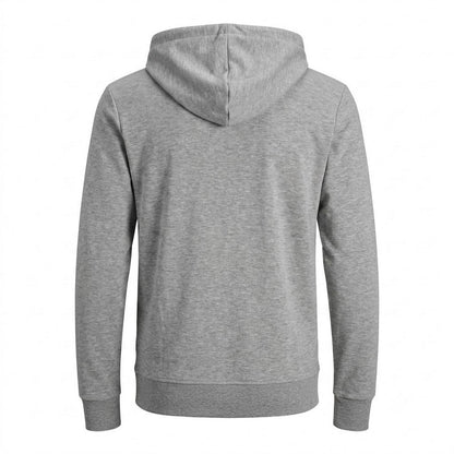 Grey Melange - Back - Jack And Jones Mens Big & Tall Full Zip Hoodie
